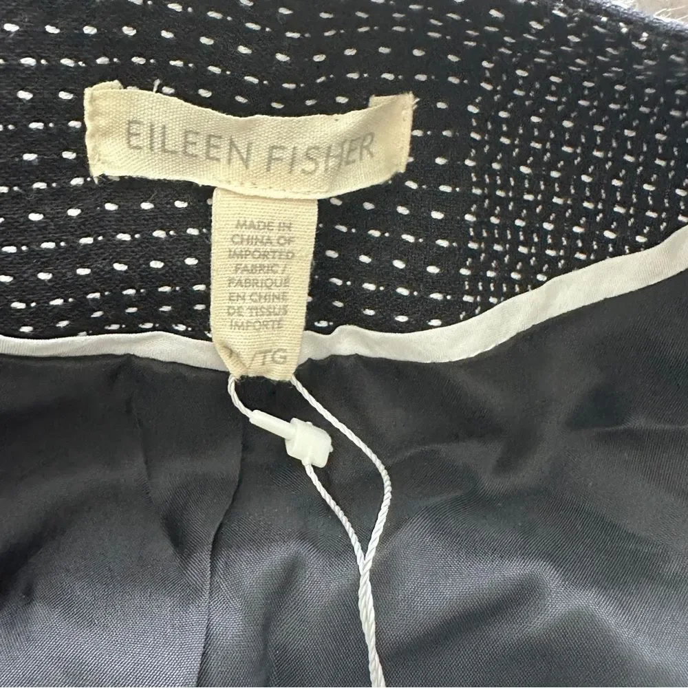 NWT Eileen Fisher Karume Dash Organic Cotton Blazer Collarless preppy classic XL
